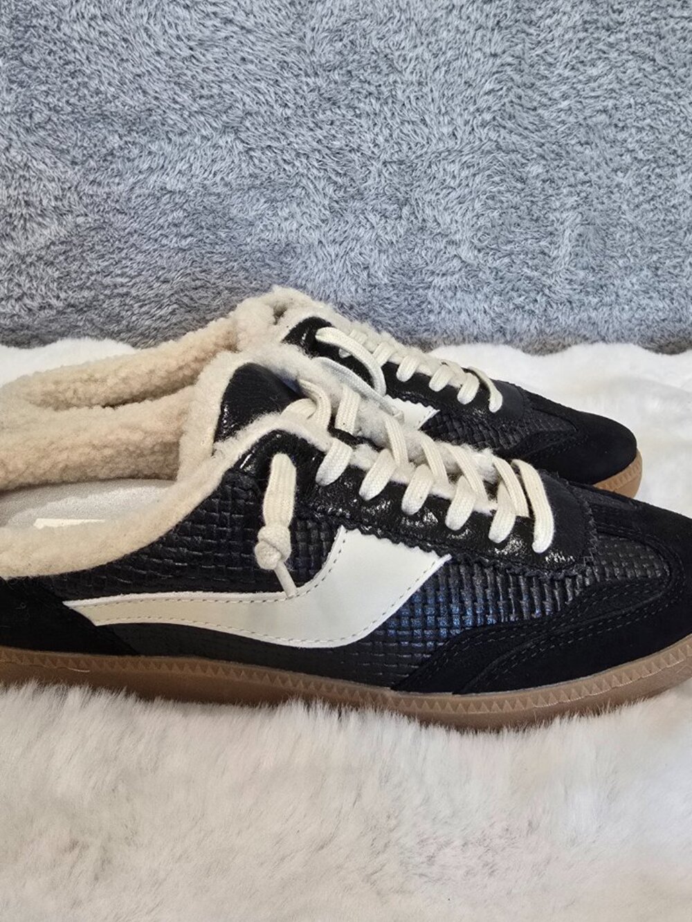 Dolce Vita Notice Slide Plush Sneakers Black Woven Leather Women's Size 10 NEW - Picture 5 of 11